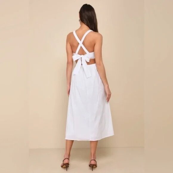 Lulu's Women's Strolling Sicily Pleated Dress White Size S NWT - Picture 2 of 8